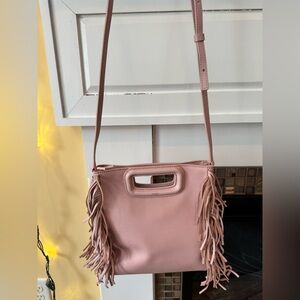 Maje M bag With Fringe - Pale Pink Leather Cross-body Purse - EUC
